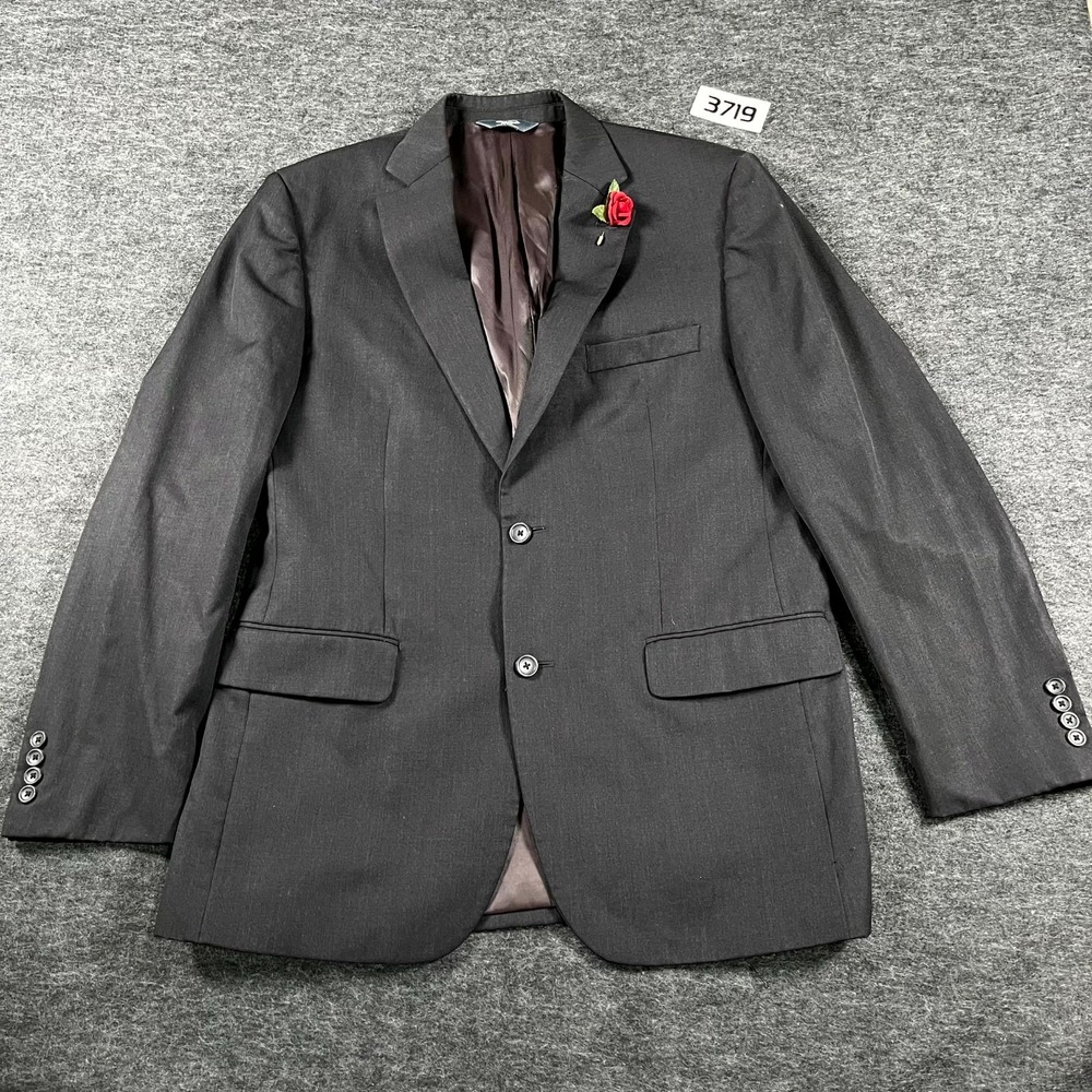 Pronto Uomo Platinum Blazer Jacket Men 42L Charcoal Gray Wool Vented Back Formal